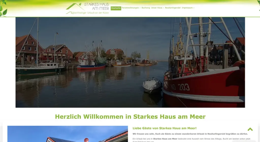 Startseite der Website Starkes Haus am Meer